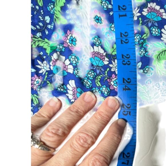 LOFT Blue Floral Smocked Flutter Sleeve Blouse Women’s M Cotton Boho - Picture 8 of 8